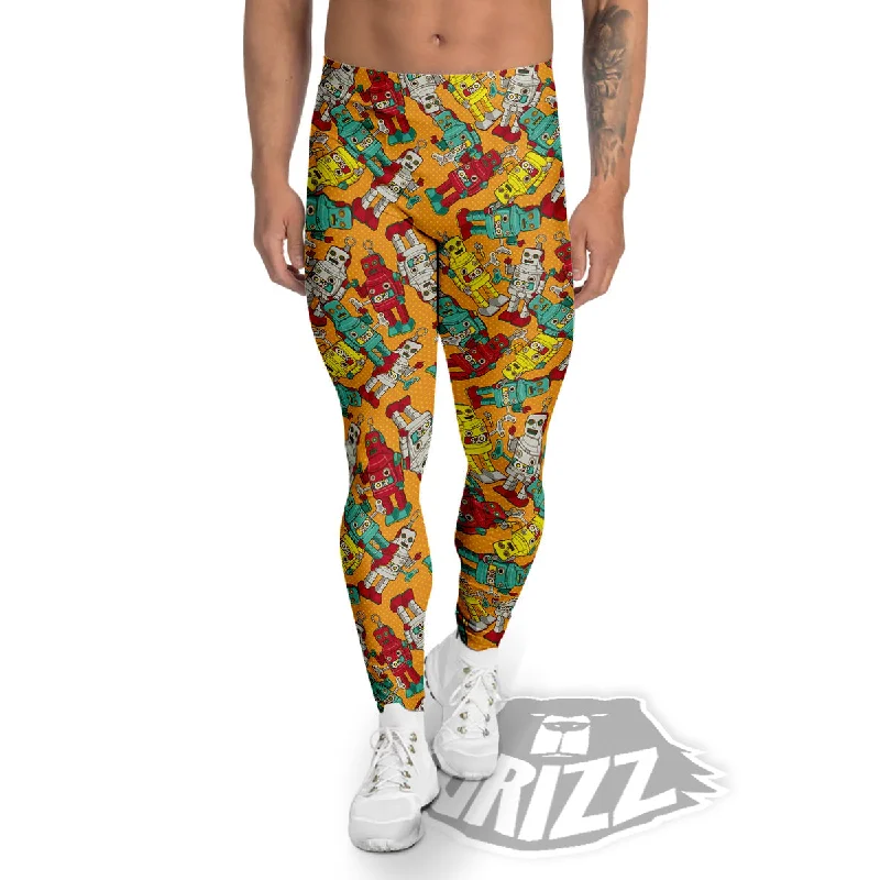 Clearance Items Robot Toy Vintage Print Pattern Men's Leggings