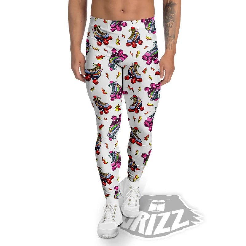 Weekend Deal Roller Skates Lightning Print Pattern Men's Leggings