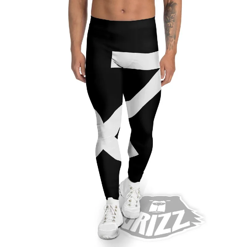 Price Cut Sagittarius Sign White And Black Print Men's Leggings