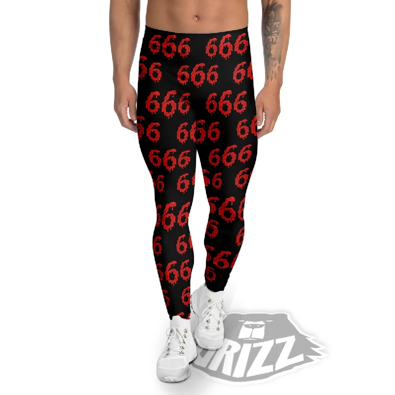 Major Savings Satan 666 Print Pattern Men's Leggings