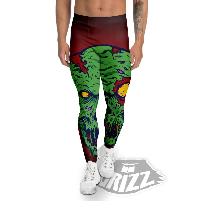 Bargain Blast Skull Zombie Scary Horror Print Men's Leggings