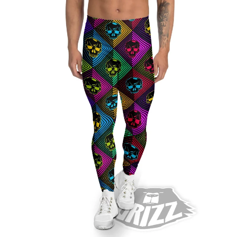 Price Smash Skulls Hard Rock Colorful Print Pattern Men's Leggings