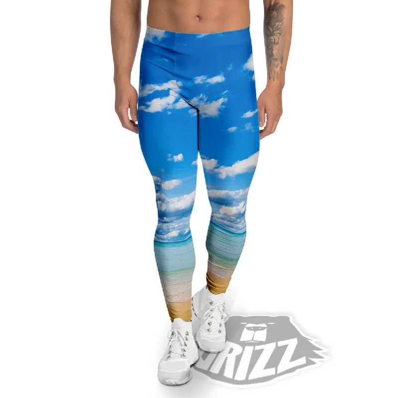 Inventory Reduction Sky And Sea Print Men's Leggings