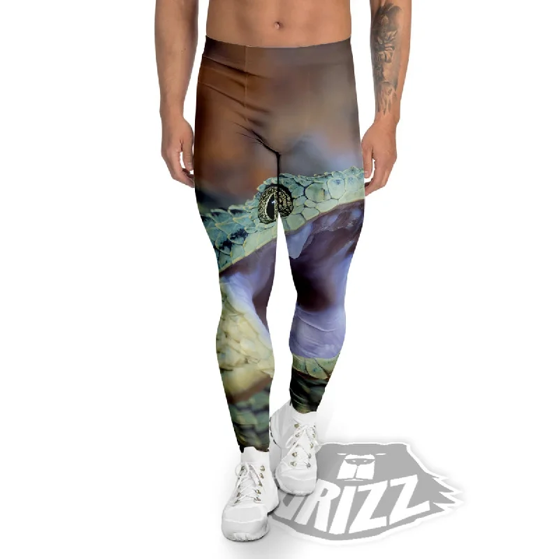 Seasonal Clearance Snake Atheris Nitschei Print Men's Leggings