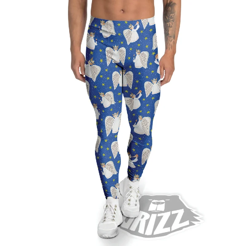 Instant Savings Snowflake And Angel Print Pattern Men's Leggings