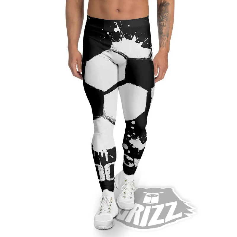 Super Savings Soccer Ball White And Black Print Men's Leggings