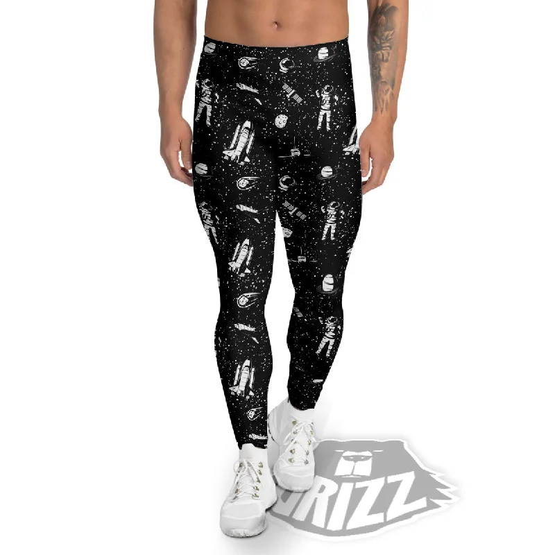 Special Savings Space Astronaut Black Print Pattern Men's Leggings