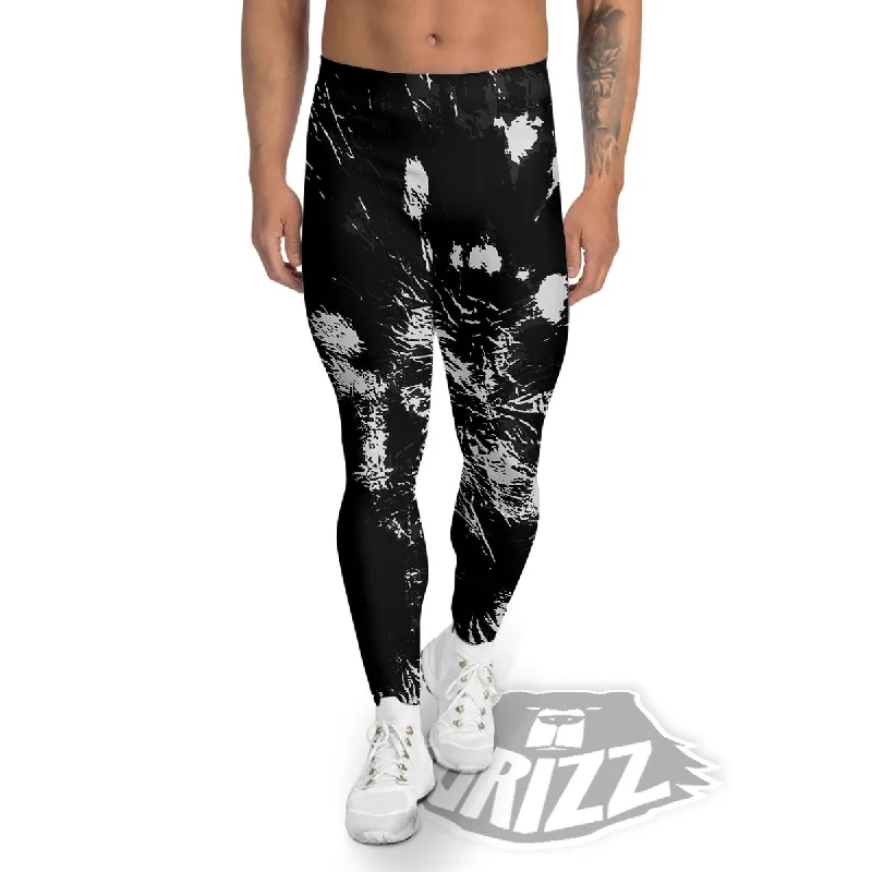 Steals and Deals Spiral Tie Dye Black Backed Print Men's Leggings