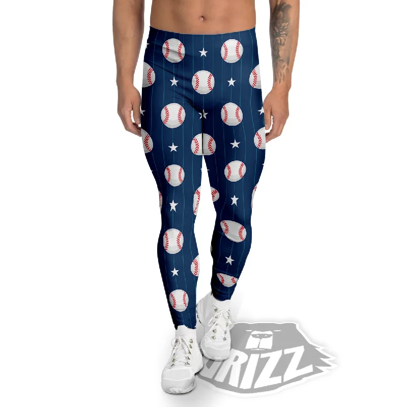 Final Markdown Star Baseballs Print Pattern Men's Leggings