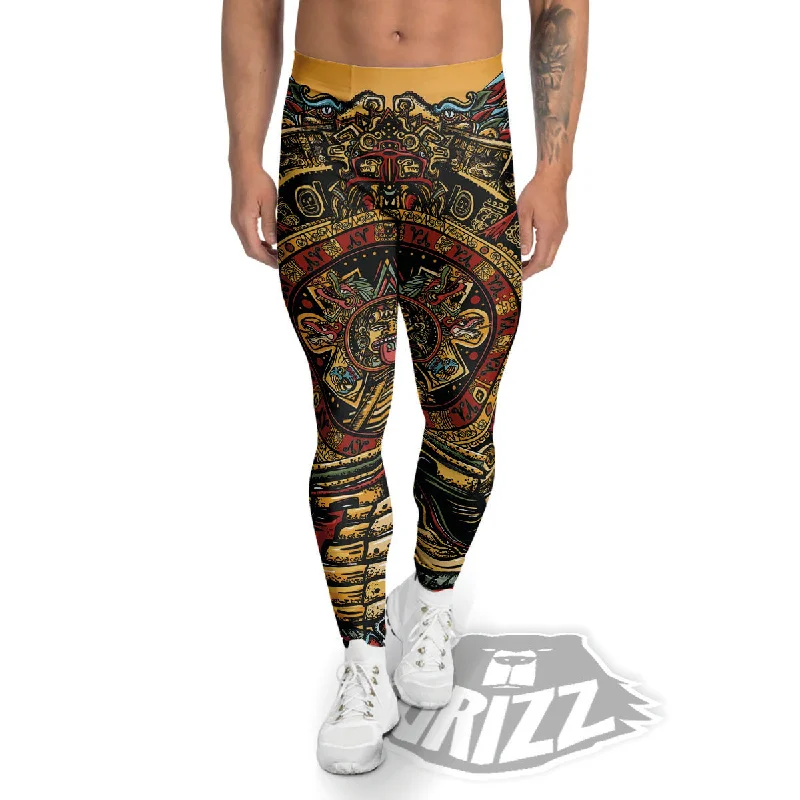 Bonus Savings Statue Ancient Mayan Print Men's Leggings