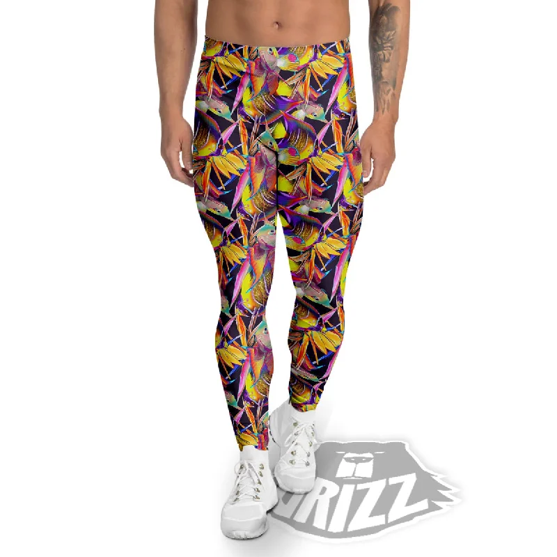 Huge Savings Strelitzia and Fish Tropical Exotic Print Pattern Men's Leggings