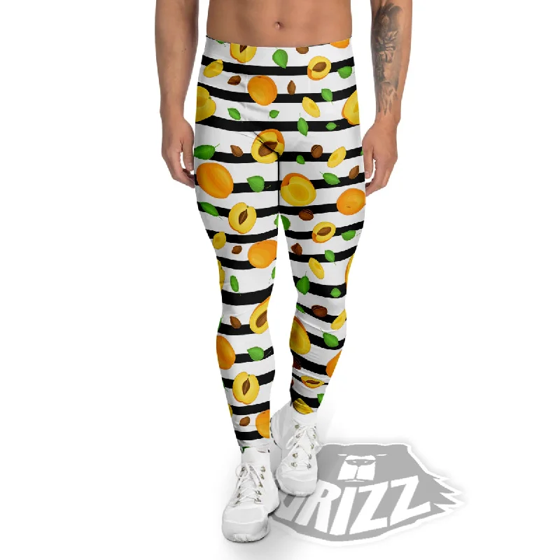 Exclusive Offers Striped Apricot Print Pattern Men's Leggings