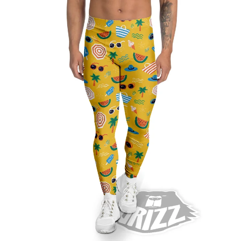 Savings Galore Summer Beach Drawing Print Pattern Men's Leggings