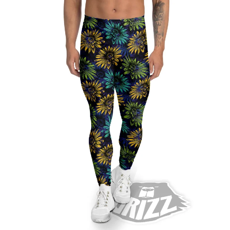 Lowest Price Sunflower Abstract Print Pattern Men's Leggings