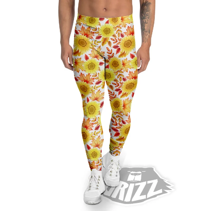 Massive Deals Sunflower Autumn Print Pattern Men's Leggings