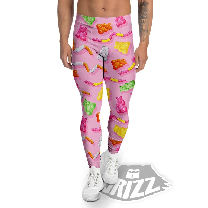 Deal Dash Sweet Gummy Bears And Worms Print Pattern Men's Leggings