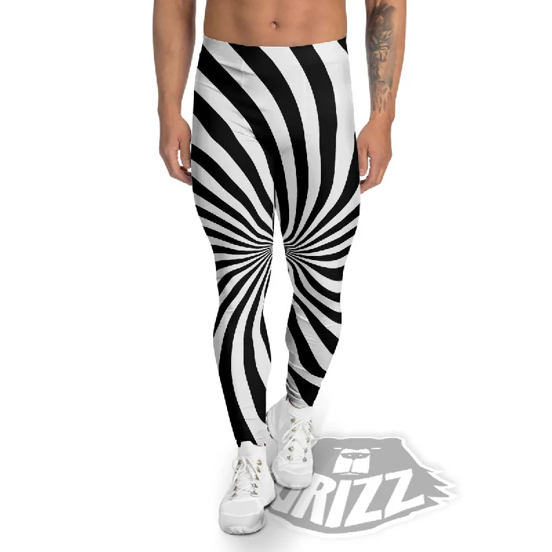 Savings Alert Swirl White And Black Print Men's Leggings