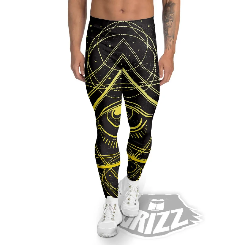 Savings Event Symbol All Seeing Eye Print Men's Leggings