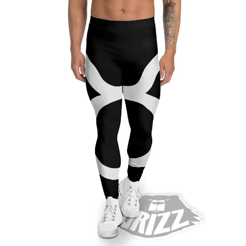 Limited Quantity Taurus Sign White And Black Print Men's Leggings