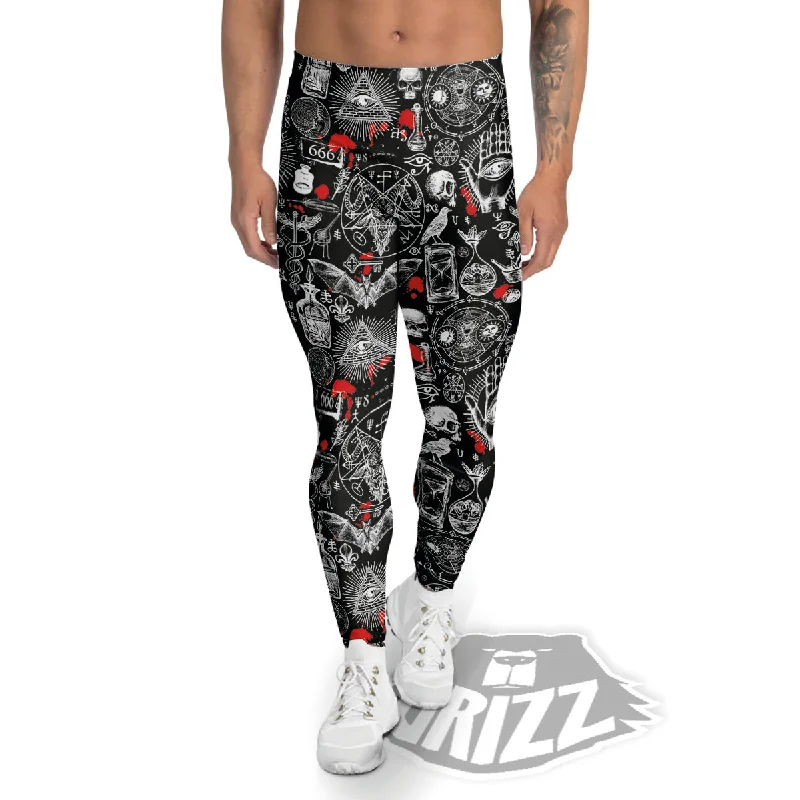 Mega Sale Theme Of Satanism Print Pattern Men's Leggings