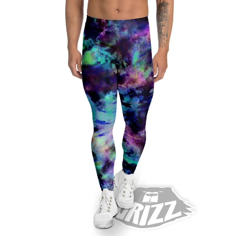 Limited Stock Tie Dye Rainbow And Black Print Men's Leggings