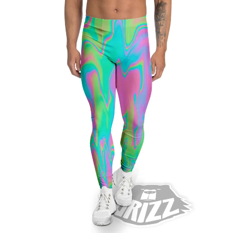 Deep Discounts Trippy Abstract Holographic Print Men's Leggings