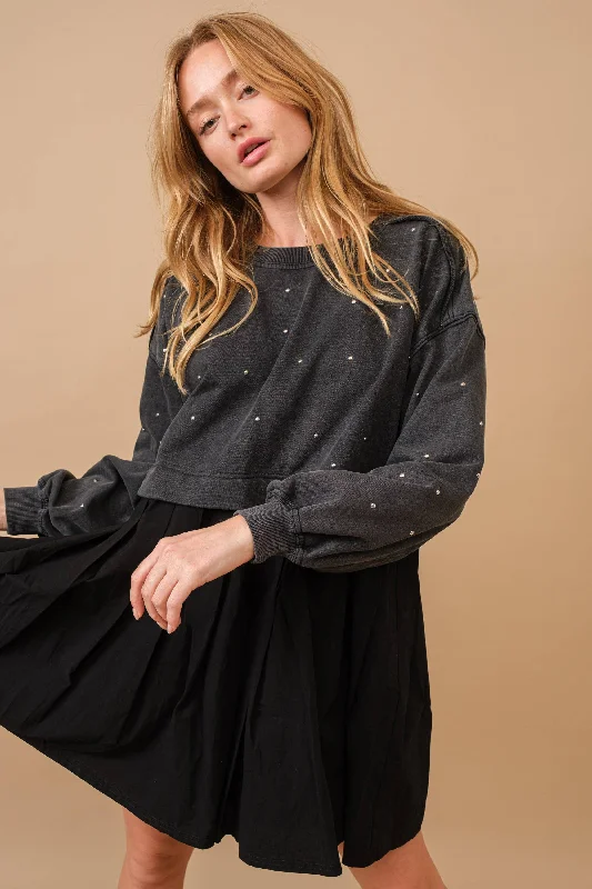 Major Savings Studded Sweatshirt Dress
