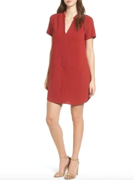 Special Savings Lush Holiday V-neck Red Shift Dress