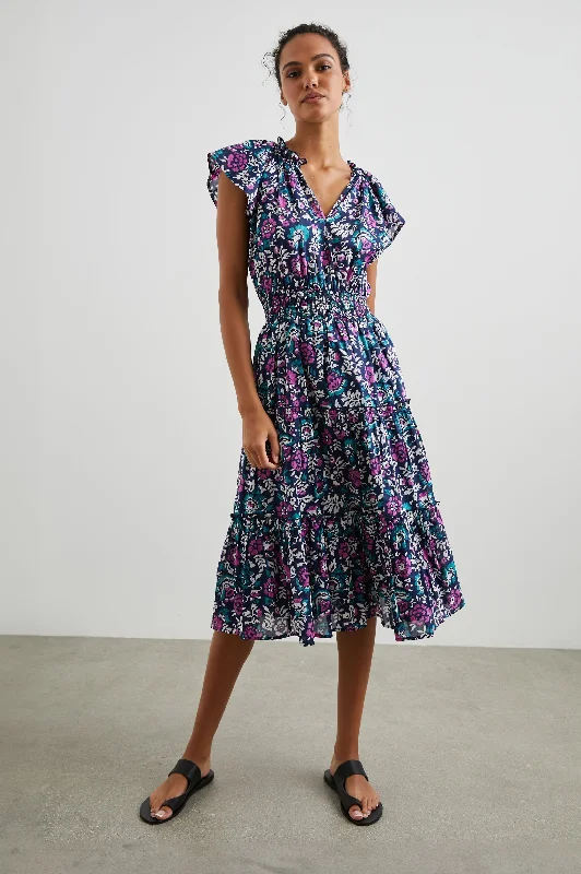 Discount Days AMELLIA DRESS - WOODBLOCK FLORAL