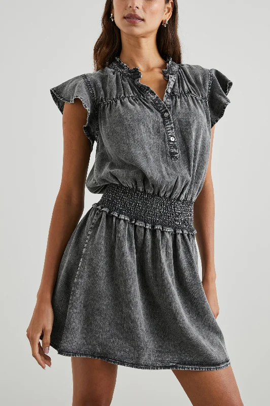 Take Advantage AMINA DRESS - BLACK ACID WASH
