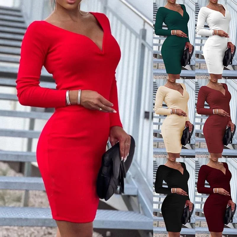 Deal of the Week Autumn Winter Temperament Mid-length Dress Professional Dress