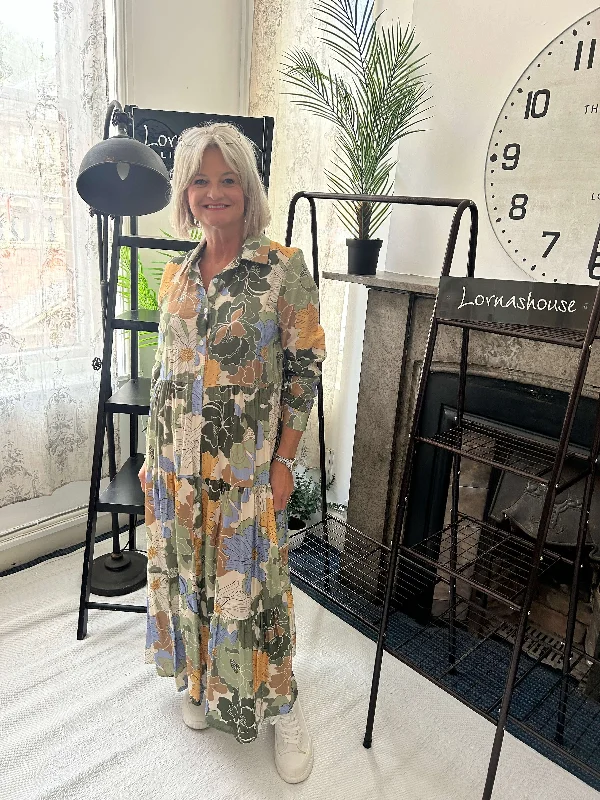 Deal Zone Autumnal Floral Shirt Dress