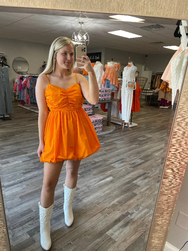 Price Slash Balloon Skirt Dress - Tangerine
