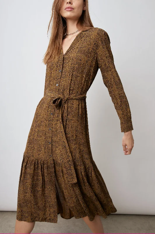 Don't Miss BEATRICE DRESS - SEPIA PYTHON