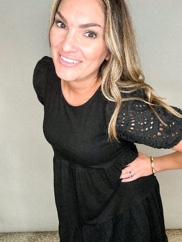Deal of the Week Black Eyelet Midi Dress