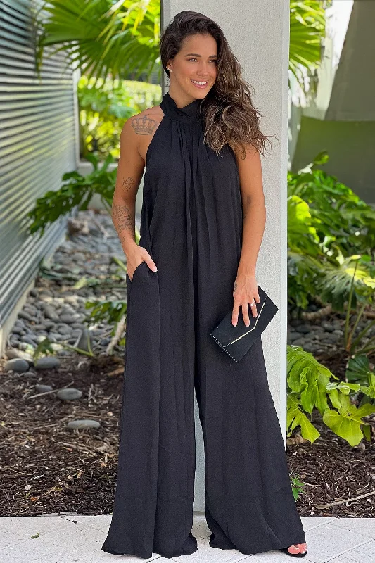 Buy More, Save More Black High Neck Jumpsuit With Pockets