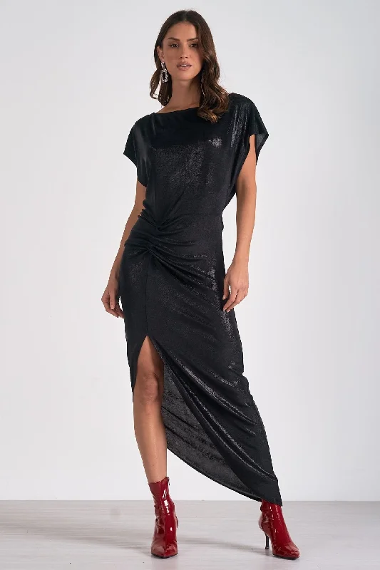 Exclusive Savings Black Liquid Draped Tulip Maxi