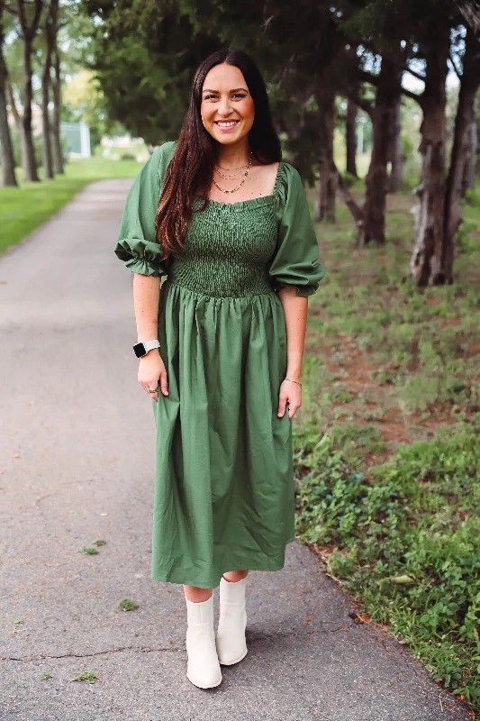 Buy More, Save More Blair Midi Dress-Olive