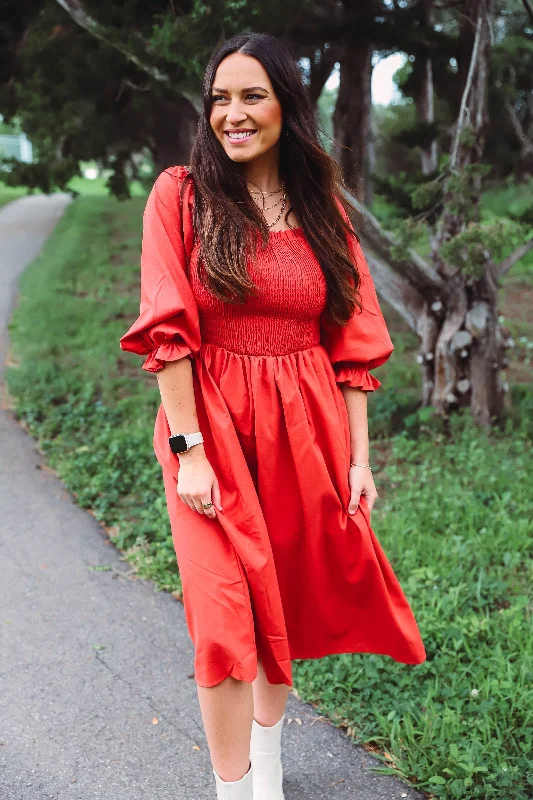 Mega Sale Blair Midi Dress-Rust