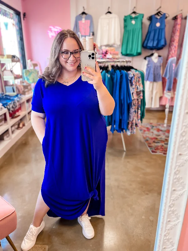 Price Cut Blue Curvy Maxi Dress
