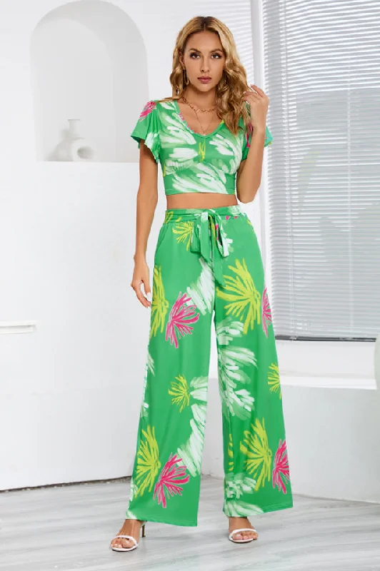 Value Deals Boho Loose Wide Leg Jumpsuit Set