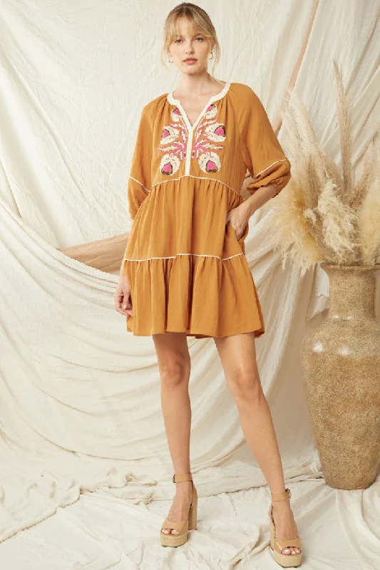 Act Now Boston Embroidered Dress