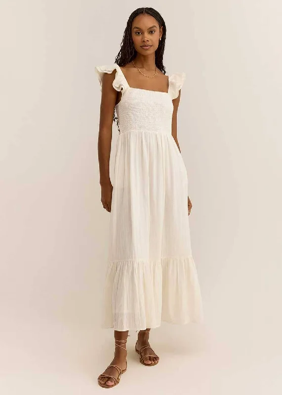 Act Fast Calypso Midi Dress - Off White
