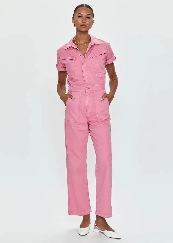 Discount Mania Campbell Aviator Jumpsuit - Peony Pink