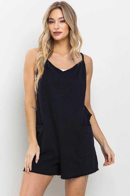 Inventory Reduction Black V-Neck Romper