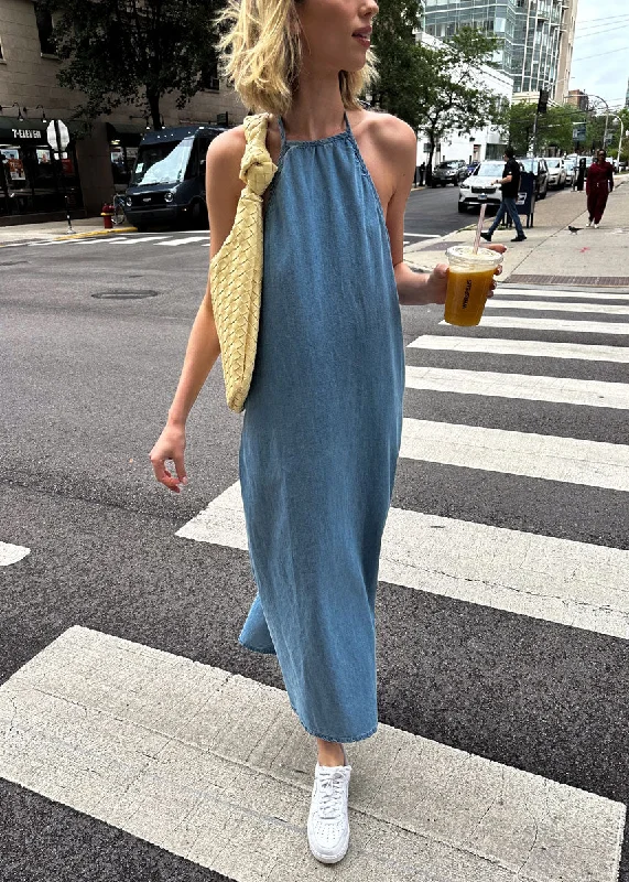 New Deals Christine Washed Denim Maxi Dress - Denim