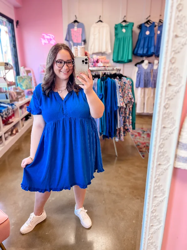Special Discount Cobalt Curvy Linen Dress