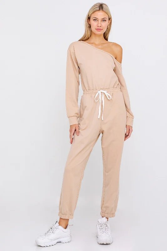 Price Rollback Comfy Tan Jumpsuit