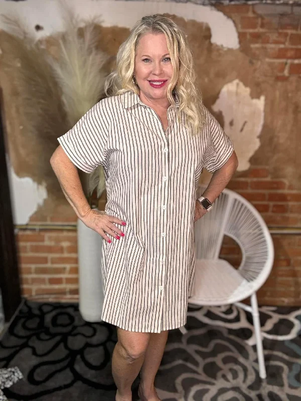 Limited Availability Cornelia Striped Shirt Dress