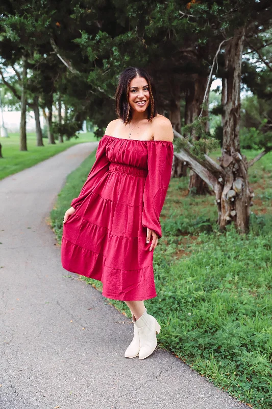 Exclusive Online Offer Danielle Midi Dress-Red Brick
